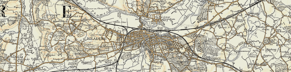 Old map of Reading in 1897-1909