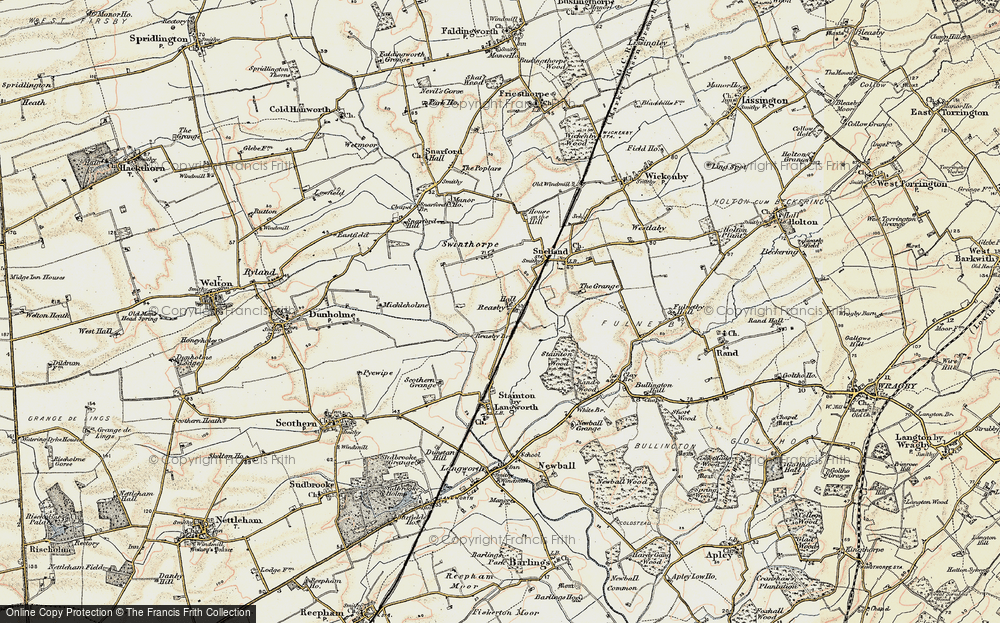 Old Map of Historic Map covering Barlings Eau in 1902-1903