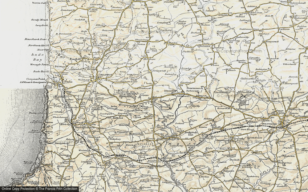 Old Map of Historic Map covering Launcells Barton in 1900