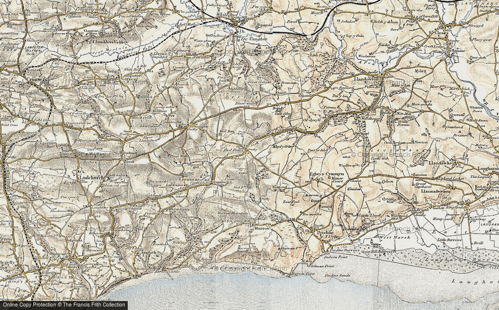 Old Map of Red Roses, 1901 in 1901