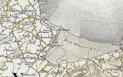 Old map of Red Wharf Bay in 1903-1910