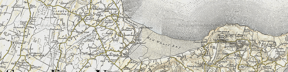 Old map of Red Wharf Bay in 1903-1910