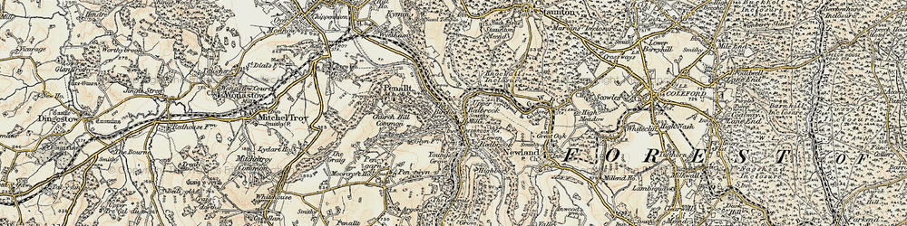 Old map of Bunjups Wood in 1899-1900