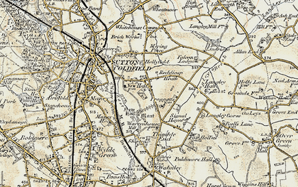 Old map of Reddicap Heath in 1901-1902