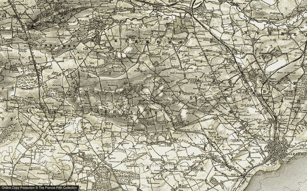 Old Map of Historic Map covering Brae of Conon in 1907-1908