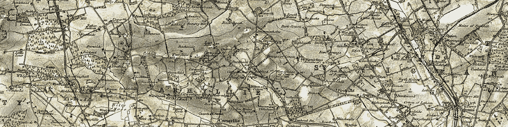Old map of Brae of Conon in 1907-1908