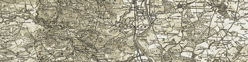 Old map of Battleby in 1907-1908