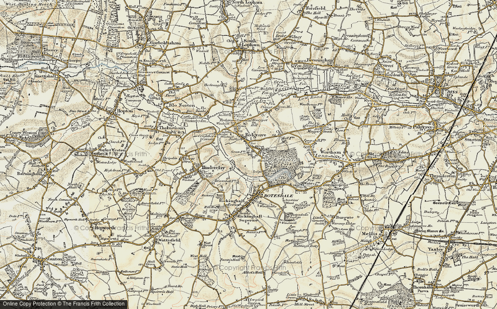 Old Map of Redgrave, 1901 in 1901