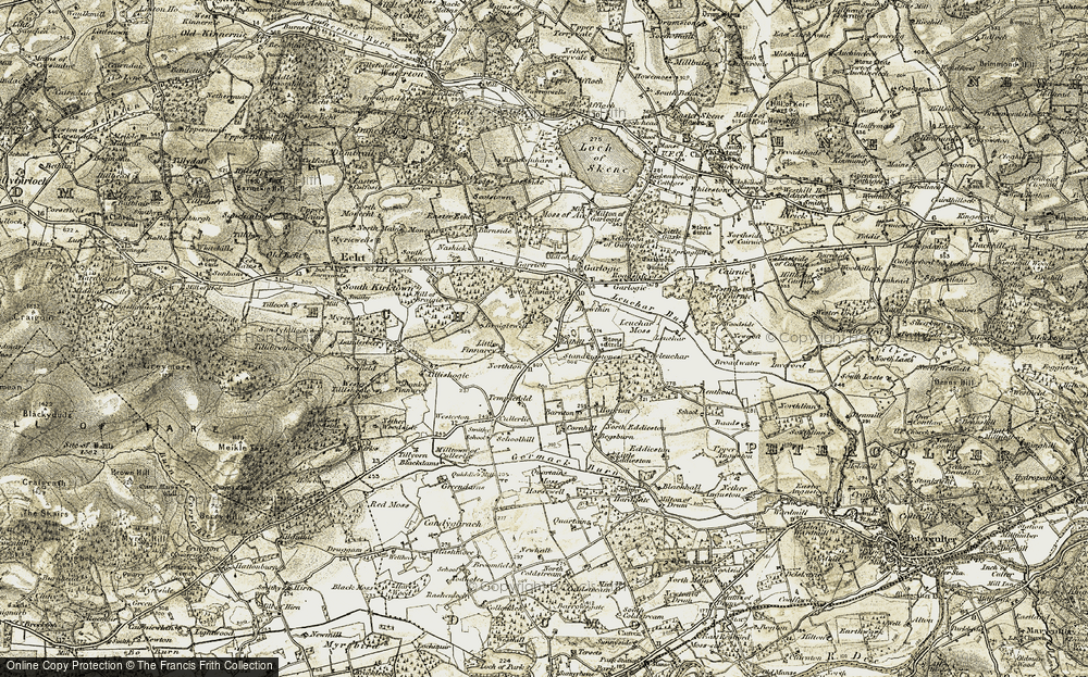 Old Map of Historic Map covering Barnton in 1908-1909