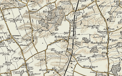 Old map of Brampton Old Hall in 1901-1902