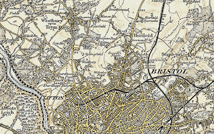 Old map of Redland in 1899