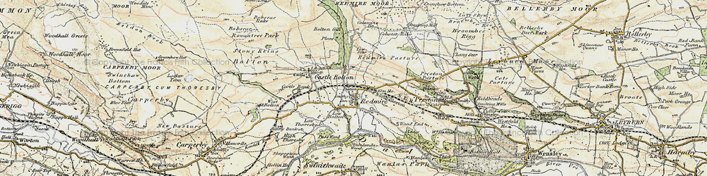 Old map of Redmire in 1903-1904