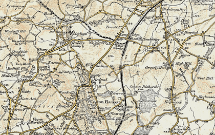 Old map of Rednal in 1901-1902