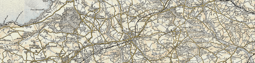 Old map of Redruth in 1900
