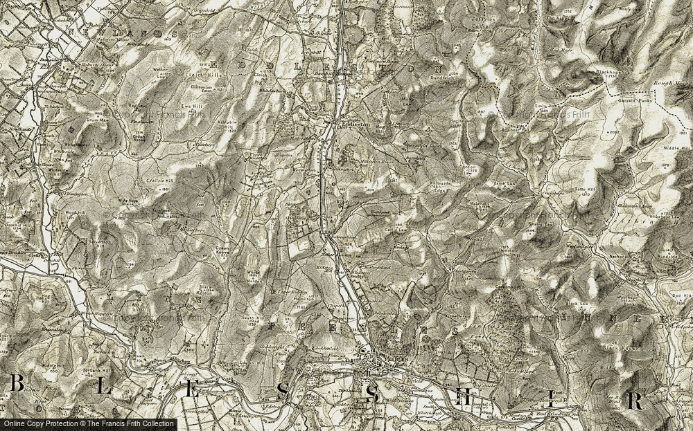 Old Map of Historic Map covering Windylaws in 1903-1904