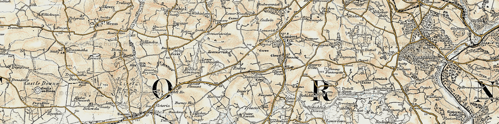 Old map of Redtye in 1900