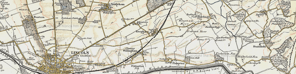 Old map of Reepham in 1902-1903