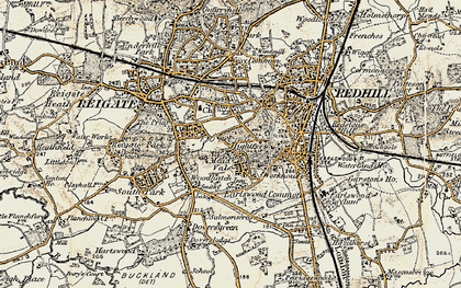 Old map of Reigate in 1898-1909