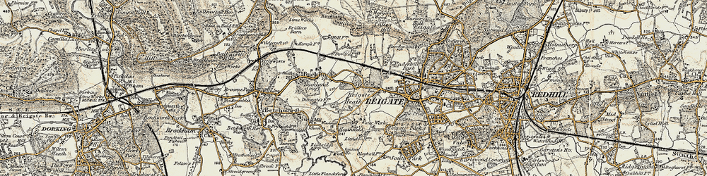 Old map of Reigate Heath in 1898-1909