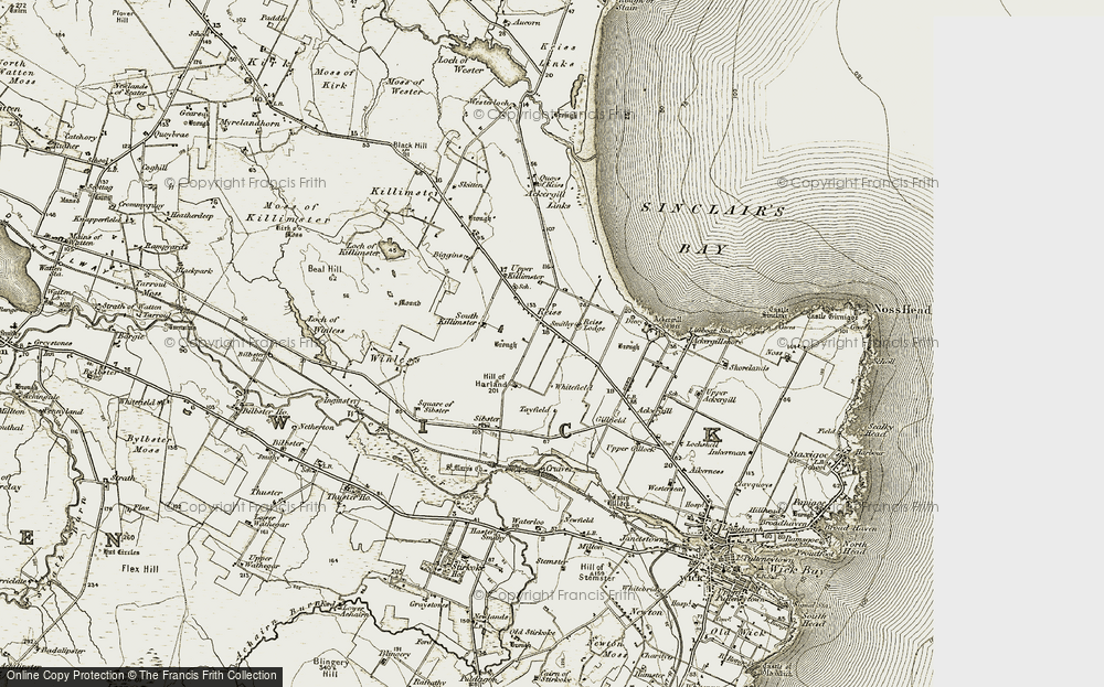 Old Map of Historic Map covering Ackergill Links in 1911-1912