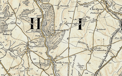 Old map of Rendcomb in 1898-1899