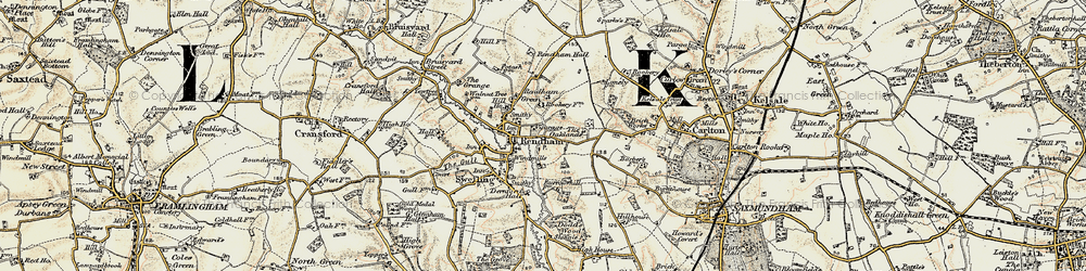 Old map of Rendham in 1898-1901