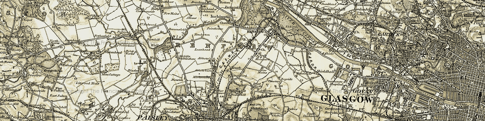 Old map of Renfrew in 1905