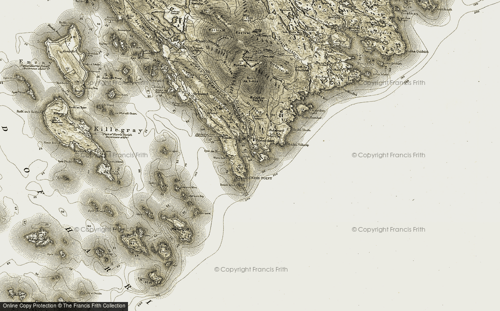Old Map of Renish Point, 1908-1911 in 1908-1911
