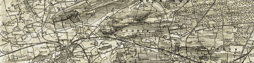 Old map of Boal in 1907-1908