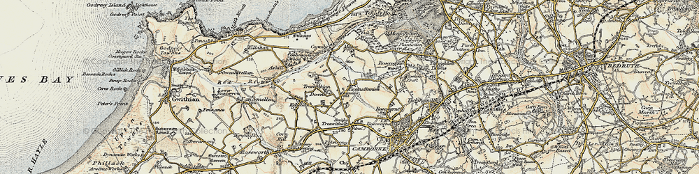 Old map of Reskadinnick in 1900