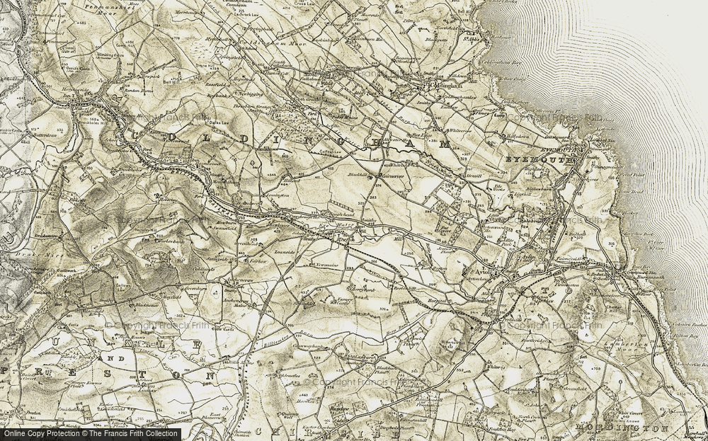 Old Map of Historic Map covering Heugh Head in 1901-1904