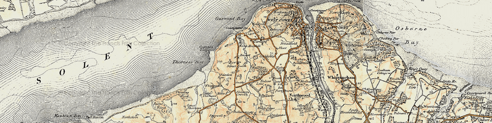 Old map of Thorness Bay in 1897-1909