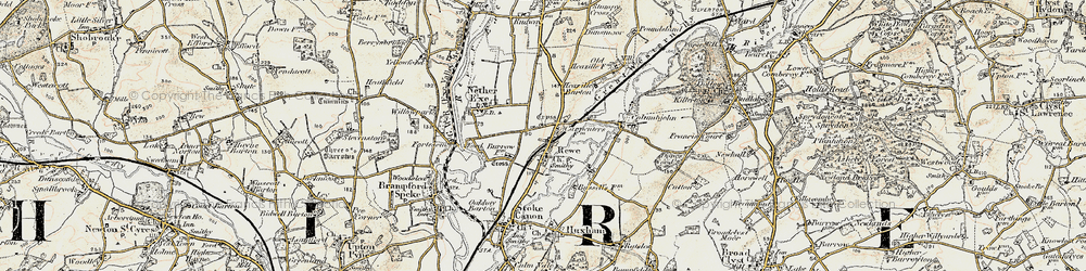 Old map of Rewe in 1898-1900