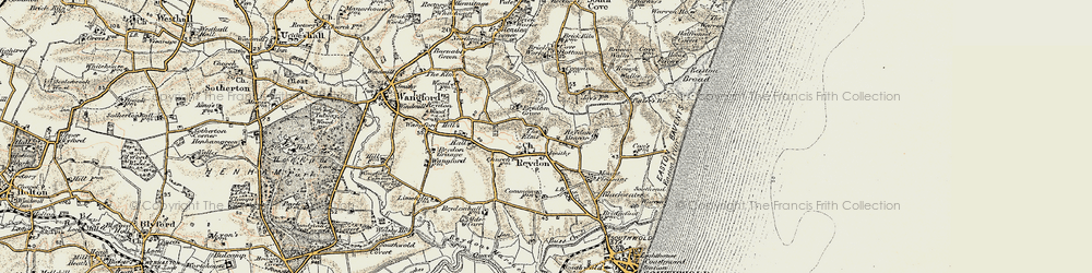 Old map of Reydon Smear in 1901-1902