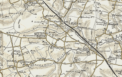 Old map of Reymerston in 1901-1902