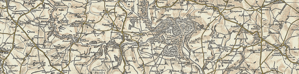 Old map of Rezare in 1899-1900