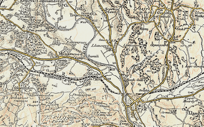 Old map of Rhadyr in 1899-1900