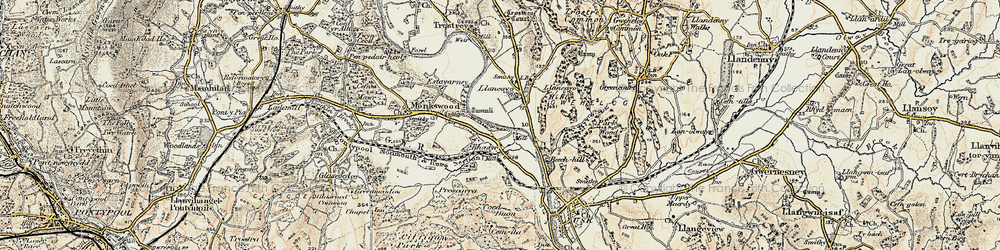 Old map of Rhadyr in 1899-1900