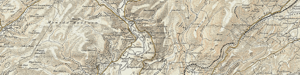 Old map of Afon Lwynor in 1900-1902