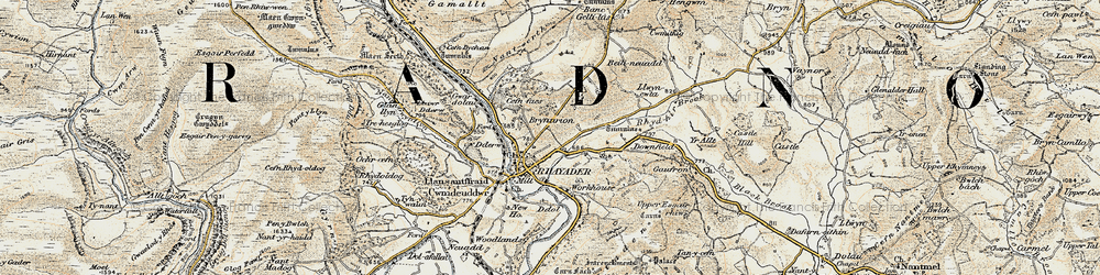 Old map of Rhayader in 1901-1903
