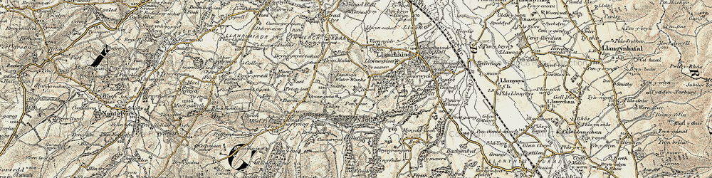 Old map of Rhewl in 1902-1903