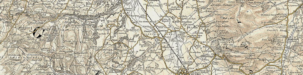 Old map of Rhewl in 1902-1903