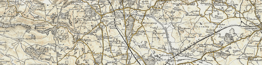 Old map of Rhewl in 1902