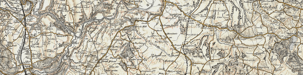 Old map of Rhewl in 1902