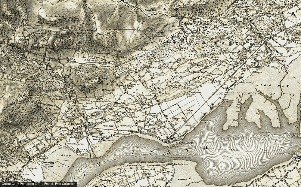 Old Map of Rhicullen, 1911-1912 in 1911-1912