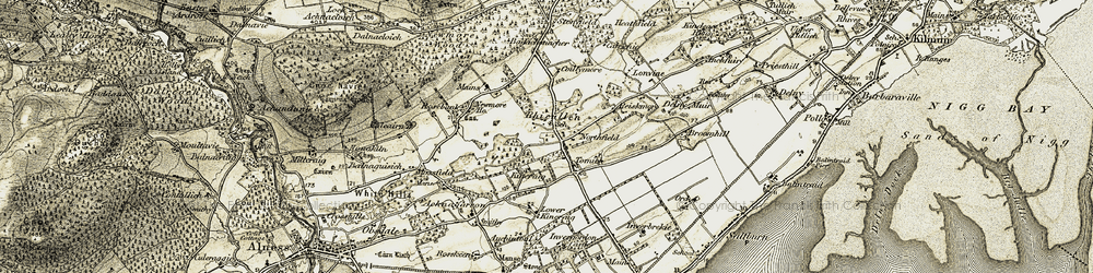 Old map of Rhicullen in 1911-1912
