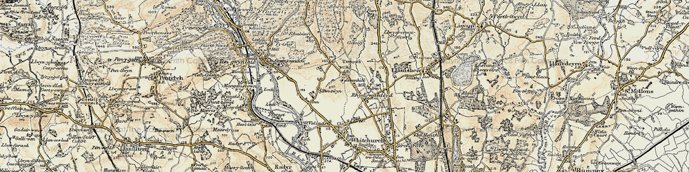 Old map of Rhiwbina in 1899-1900