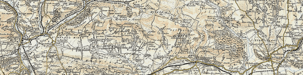 Old map of Rhiwceiliog in 1899-1900