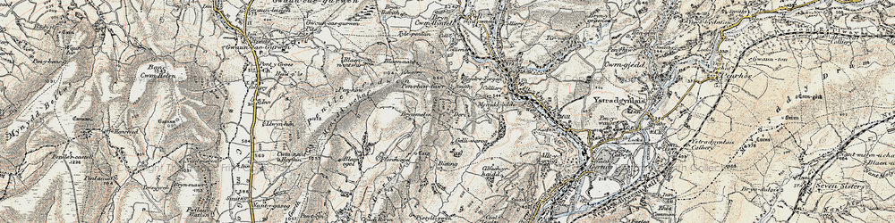 Old map of Blaen-egel-fawr in 1900-1901