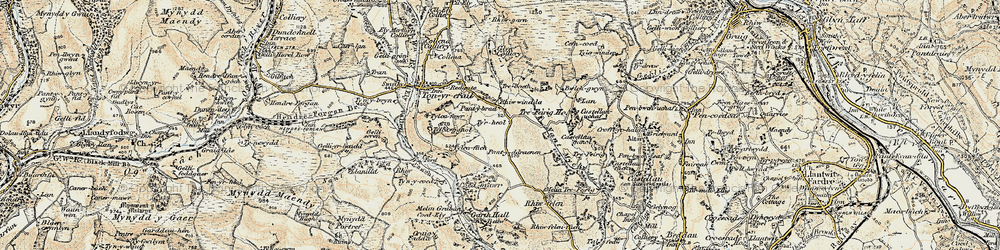 Old map of Rhiwinder in 1899-1900